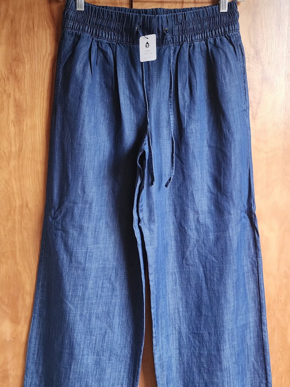 Wide-Leg Denim-Style Pull-On Pants - Blue - Picture 4 of 5